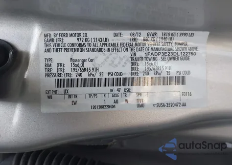 2013 Ford Focus S from USA, damaged, VIN 1FADP3E23DL122760